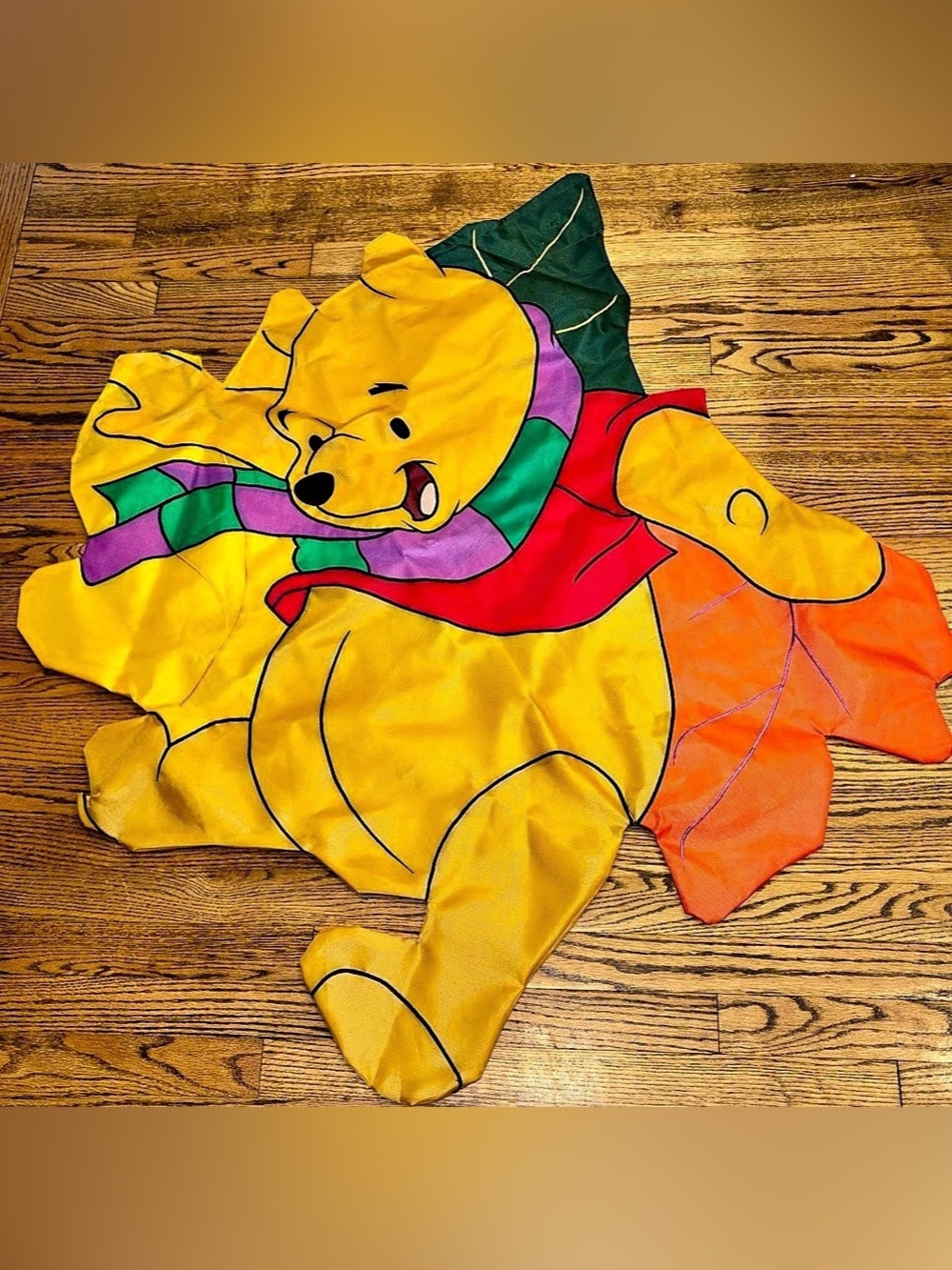 Vintage Disney Winnie the Pooh Autumn Fall Shaped House Flag
